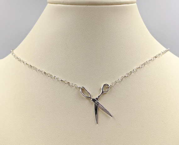 Tiny Scissors Pendant for Necklace 925 Sterling gift Hairdresser