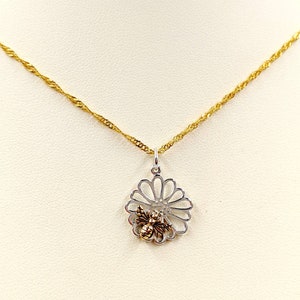 Flower And Bee Two Tone Pendant main image 0