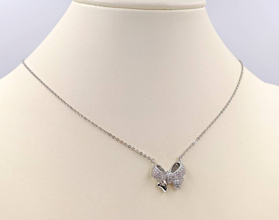 ☆TATIANA☆ Ball Ribbon String Necklace NZ2092 Tiffany & Co Twist Triple Bow Necklace Ribbon Sterling