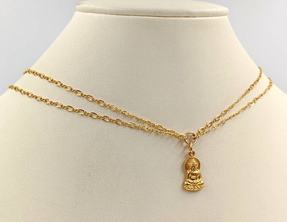 Layered 24K Gold Vermeil Buddha 925 Buddha Necklace Small Gold Buddha Necklace Gold Buddha Pendant Gold Buddha Charm Infinity Close Etsy Canada