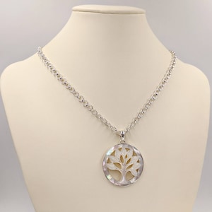 925 Sterling Silver White Mother Of Pearl Tree Of Life Necklace Pendant - Rhodium Plated, Hypoallergenic, Gift Boxed - View #5
