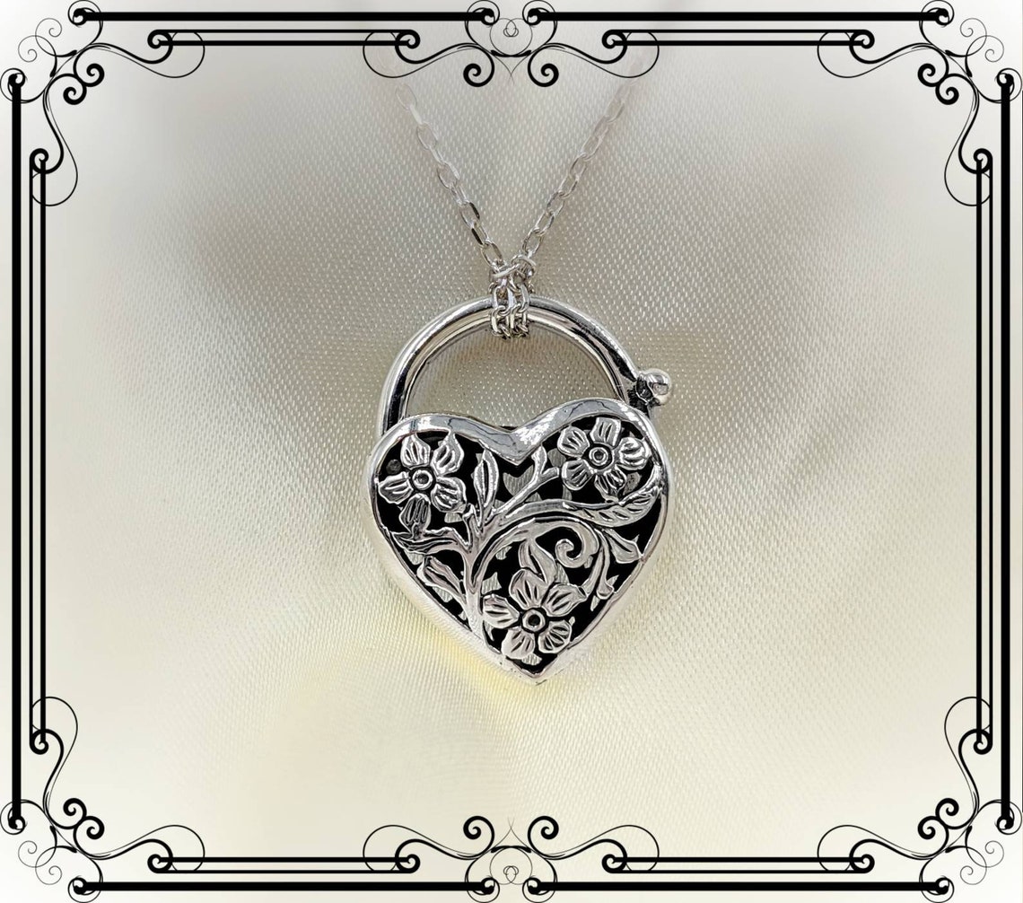 925 Heart Padlock Necklace Silver Lock Pendant Key to My Etsy