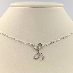 925 Sterling Silver Letter; Initial Necklace; Script Letter Necklace; Cursive Handwriting Letter Necklace; Initial Pendant, Infinity Close