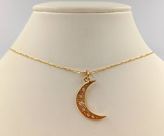 24k gold on sale moon necklace