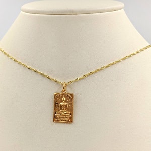 24K Gold Vermeil Buddha; 925 Buddha Necklace; Sterling Silver Gold Buddha Necklace; Gold Buddha Pendant; Gold Buddha Charm, Infinity Close