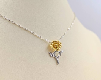 Necklace 2024 Subloom 100 Two Tone Pave Sunflower Necklace; 925 CZ