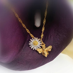 Flower And Bee Two Tone Pendant