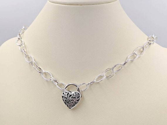 925 Padlock Necklace 925 Silver Lock Pendant Key to My Heart 