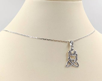 Celtic Mom Necklace; Gift for Mom; New Mother Necklace; Mother & Baby Celtic Knot; 925 Sterling Irish Mother Child Pendant, Infinity Close