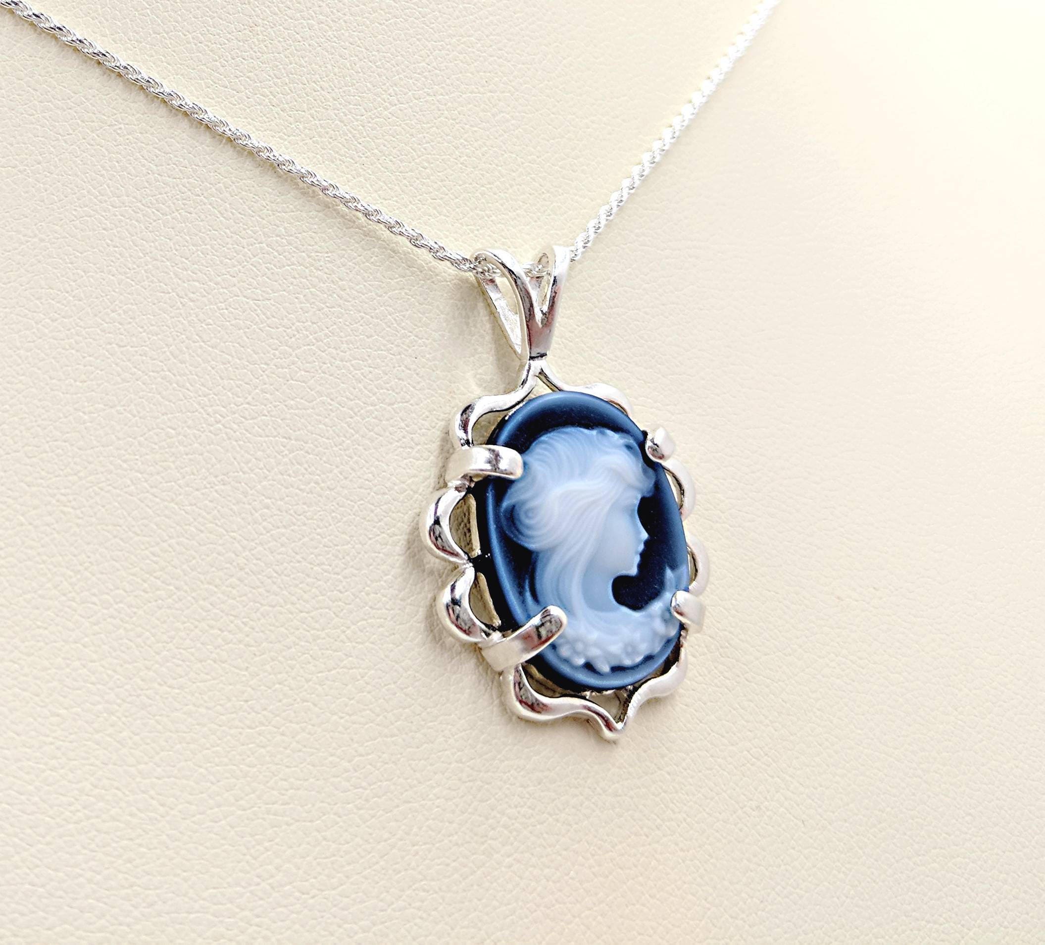 Blue Agate Cameo - Etsy
