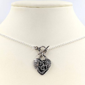 Sterling Silver Hindu Ohm Toggle Necklace; 925 Ohm Necklace; Ohm Heart Necklace; Silver Artisan Ohm Symbol Pendant; 925 Ohm Heart Toggle
