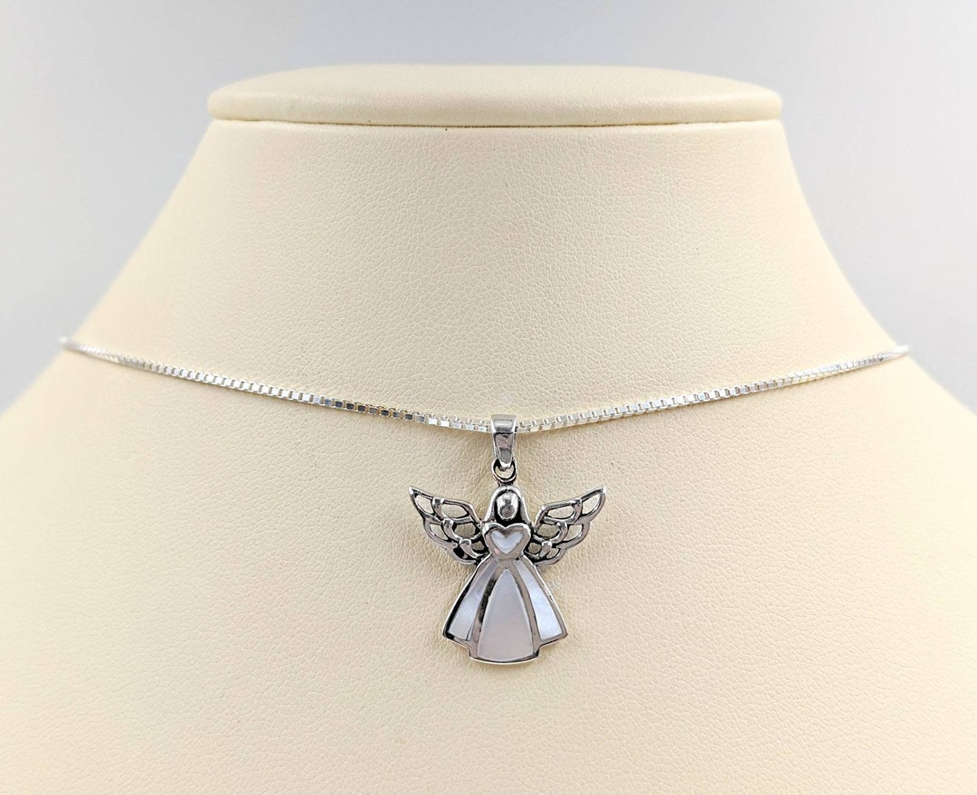 Pendentif Ange Creux En Argent Sterling - Collier 30" - Occasion - Style Délicat