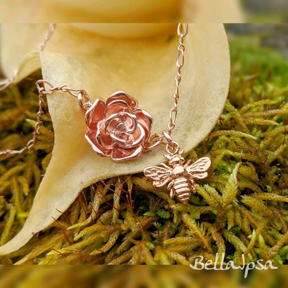 14K Vermeil Rose Gold Honey Bee Necklace With Rose Flower Rose Gold Bee and Rose  Necklace 925 Rose Gold Bee Charm, Infinity Close - Etsy Norway