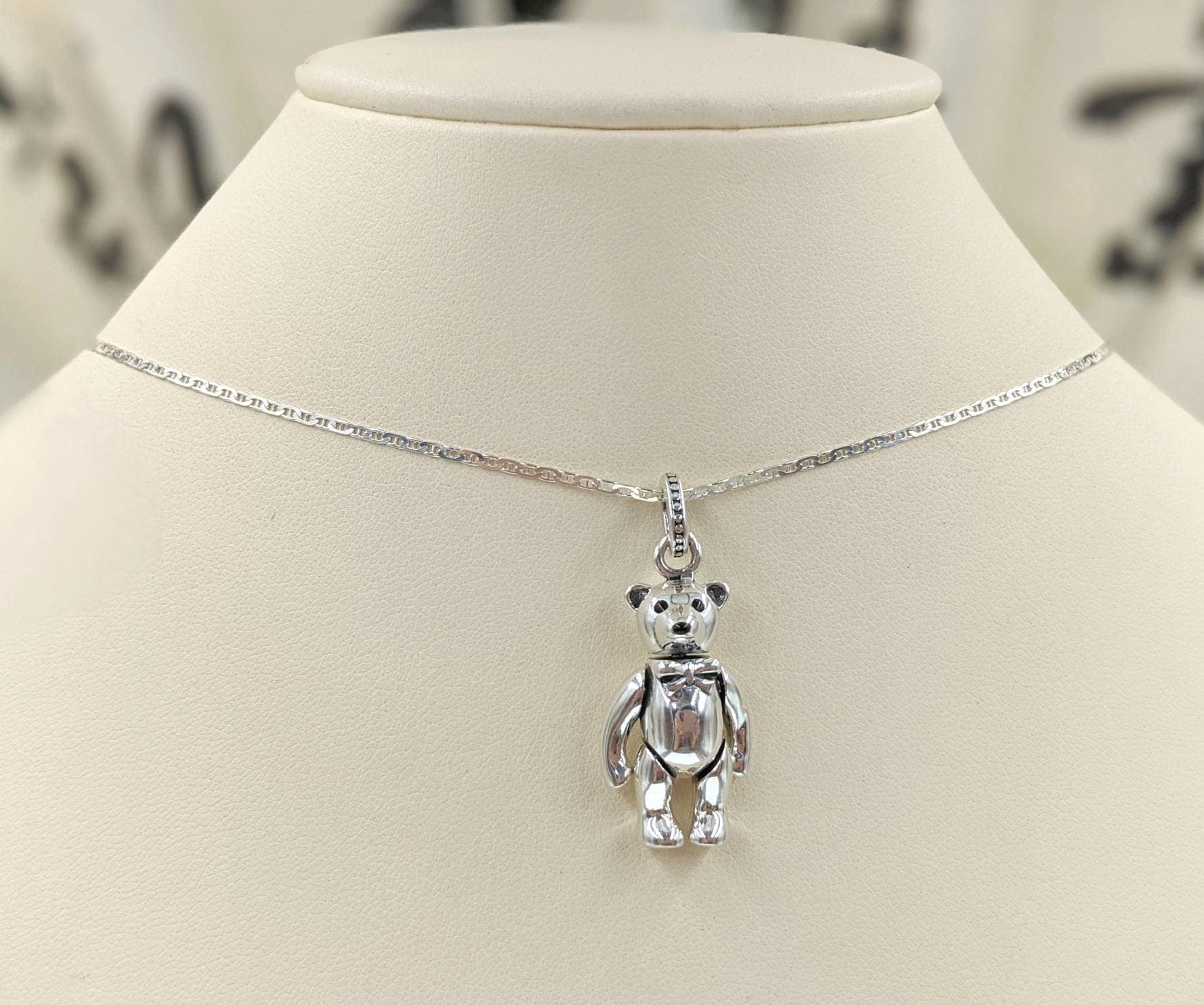 Moving Teddy Bear Necklace 925 Teddy Bear Necklace Bear With L Movable  Limbs Sterling Silver Teddybear Pendant Necklace, Infinity Close - Etsy