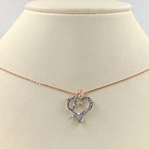 Sterling & Rose Gold Rose Necklace; Two Tone Rose Flower; 925 Silver Gold Rose; Rose Flower Lariat Necklace; Sterling Rose, Infinity Close