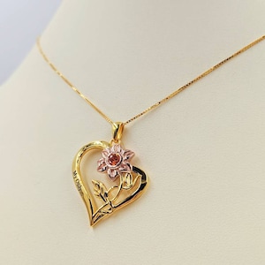 You Are My Sunshine Two Tone Pave Sunflower Heart Necklace; You Are My Sunshine Necklace; Rose & Gold Sunflower Necklace, Infinity Close