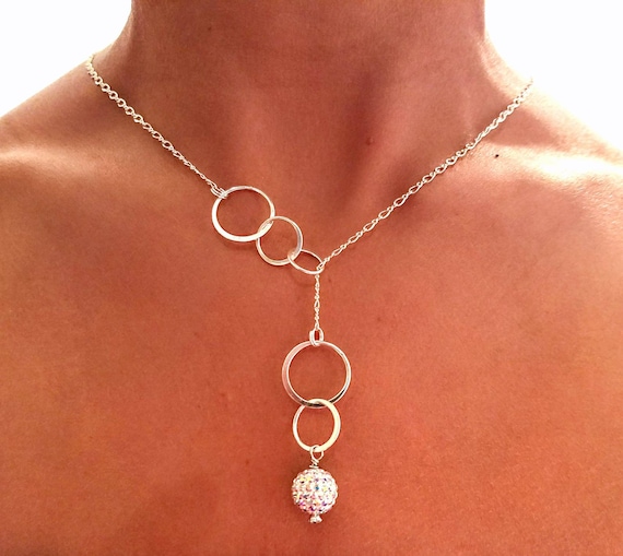 Swarovski Crystal Lariat Adjustable Sterling Lariat Infinity