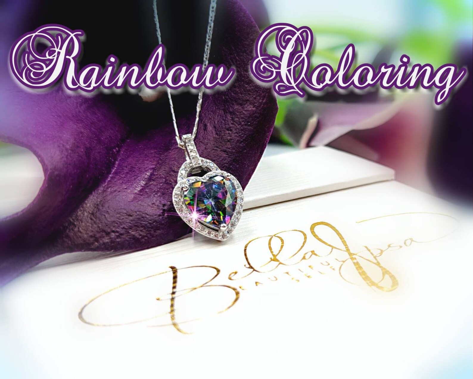 Rainbow Topaz Heart Necklace; 925 Sterling Silver Mystic Topaz Heart ...