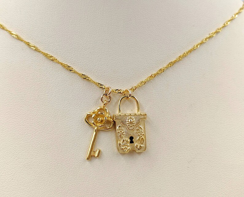 Gold Victorian Lock and Key Necklace 925 Lock & Key Necklace Etsy
