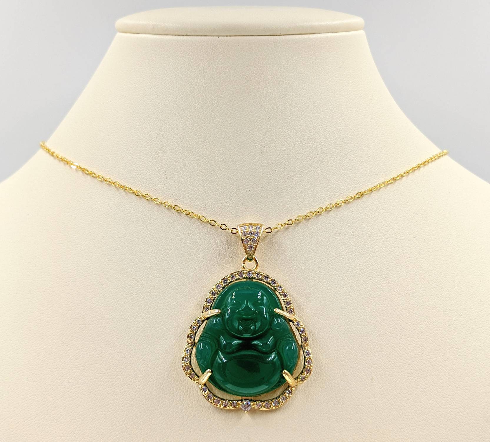 Green Gold Genuine Jade Buddha 925 Buddha Necklace Gold Buddha Necklace Green Jade Buddha Pendant Jade Happy Buddha Infinity Close Etsy Canada