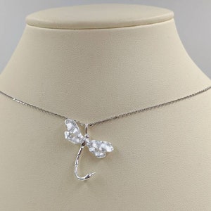 Dainty 925 Sterling Dragonfly Necklace; Silver Dragonfly Necklace; Dragonfly Jewelry; Sterling Silver Dragonfly Necklace, Infinity Close