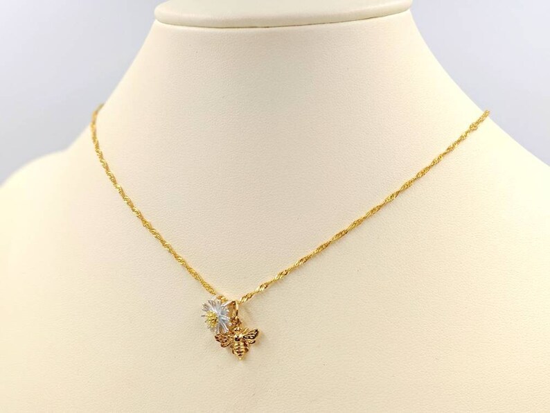 Flower And Bee Two Tone Pendant main image 1