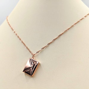 925 Rose Gold Love Letter Necklace; Secret Love Letter; Necklace w Hidden Love Message; Love Note Necklace; Envelope Pendant, Infinity Close
