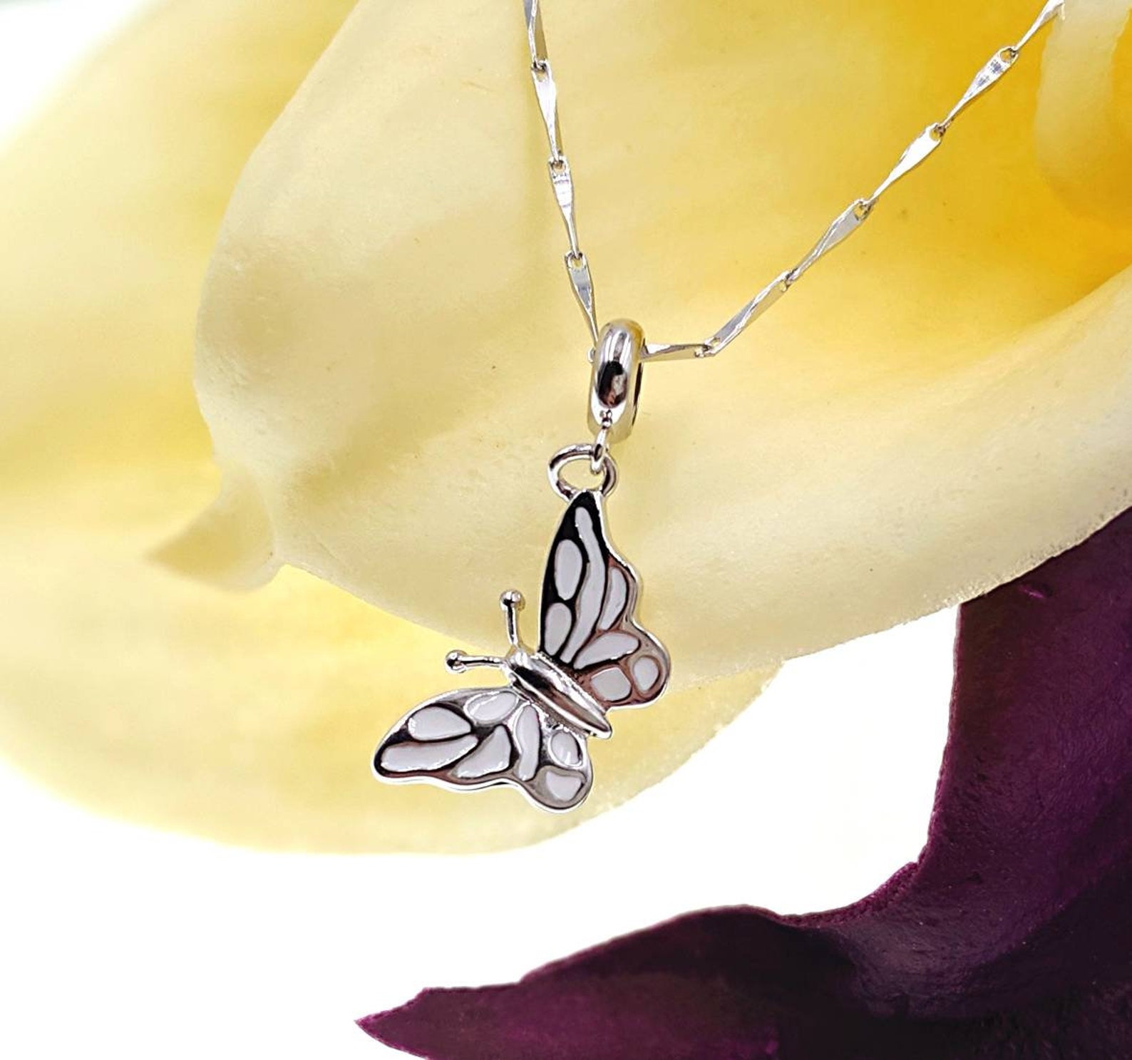 925 Sterling Butterfly Necklace Sterling Butterfly Necklace W Etsy