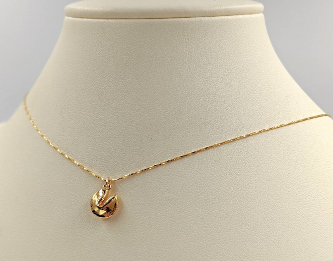 Small Fortune Cookie Necklace Sterling Silver & Gold Fortune Etsy