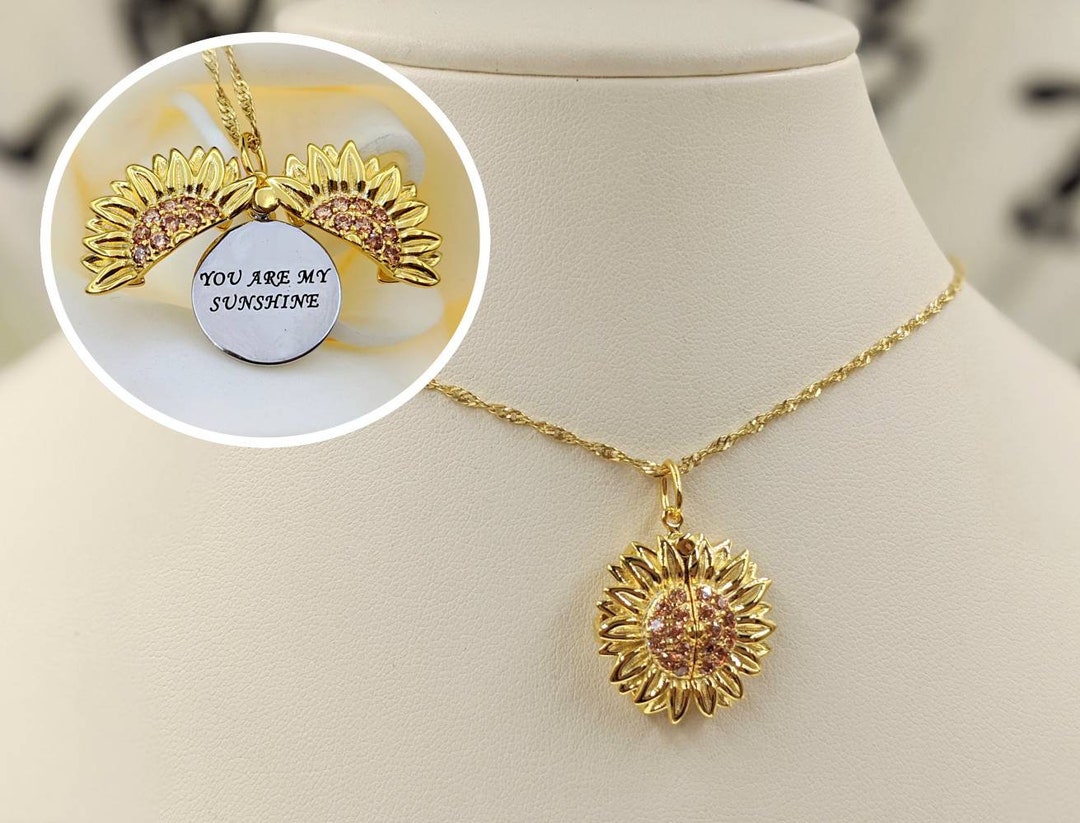 thumbnail image 2 of 925 Sterling Silver Sunflower Cross Necklace For Women – You Are My Sunshine Cubic Zirconia Pendant 2 of 4