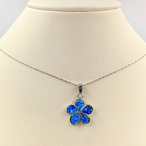 Flower Necklace; Blue Opal Flower Necklace w Sterling Chain; Opal Sunflower Necklace; Blue Opal Flower; Daisy Opal Necklace, Infinity Close
