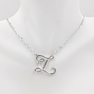 925 Sterling Silver Letter; Initial Necklace; Script Letter Necklace; Cursive Handwriting Letter Necklace; Initial Pendant, Infinity Close