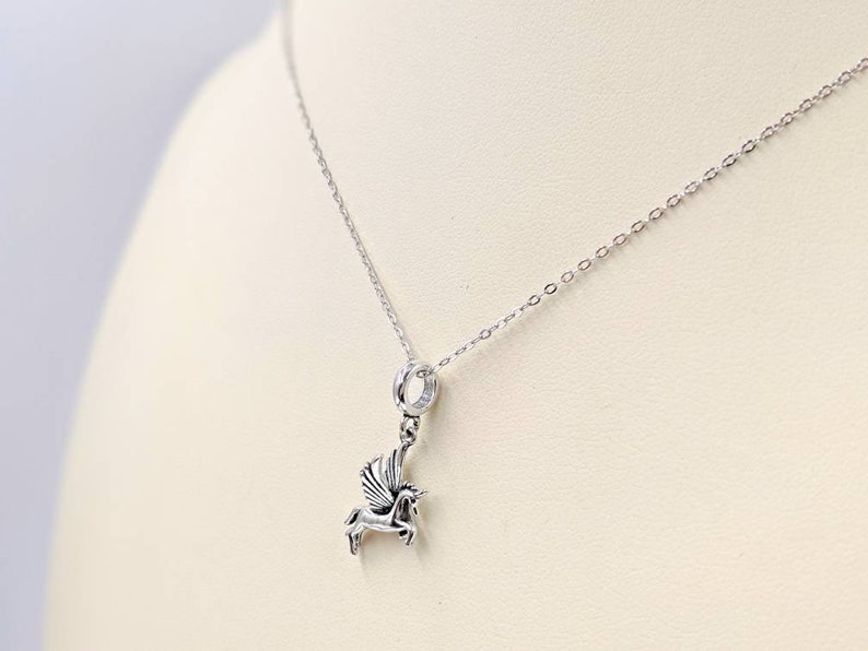 Infinity Close 925 Sterling Silver Pegasus Necklace; Pegasus Pendant; Silver Unicorn Necklace; 925 Unicorn Pegasus Necklace; Flying Horse