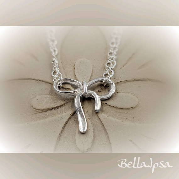 Double Chain With Silver Bow; 925 Bow Necklace; Necklace Double Chain With Silver Bow; 925 Bow Necklace; Necklace