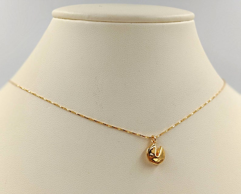 Small Fortune Cookie Necklace Sterling Silver & Gold Fortune Etsy