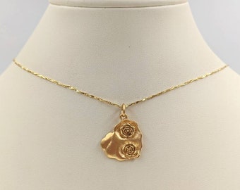 24K Gold Vermeil Lotus Flower; Lily Pad Necklace; Gold Lotus Necklace; Sterling & Gold Lily; 24K Gold Vermeil Lotus Flower; Leaf Necklace
