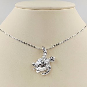 Sea Turtle Necklace; 925 Sterling Silver Turtle Necklace; Hanging Sea Turtle Necklace and Sterling Infinity Clasp Close, Easy On & Free Ship