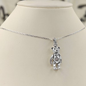 Moving Teddy Bear Necklace; 925 Teddy Bear Necklace; Bear with l Movable Limbs; Sterling Silver Teddybear Pendant Necklace, Infinity Close