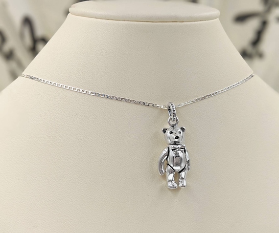 Moving Teddy Bear Necklace 925 Teddy Bear Necklace Bear With L Movable  Limbs Sterling Silver Teddybear Pendant Necklace, Infinity Close - Etsy