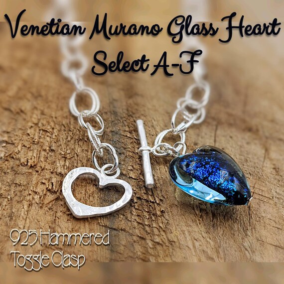 Neon Venetian Glass Heart Toggle Necklace Necklace With Glass 