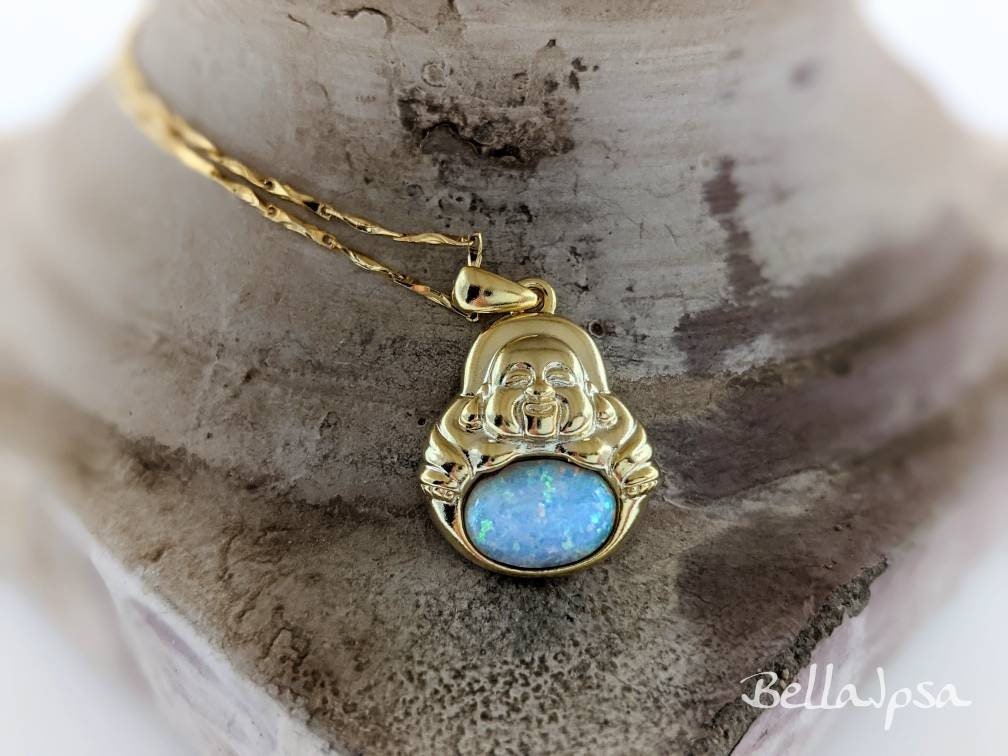 Yellow Gold Genuine White Opal Mini 
