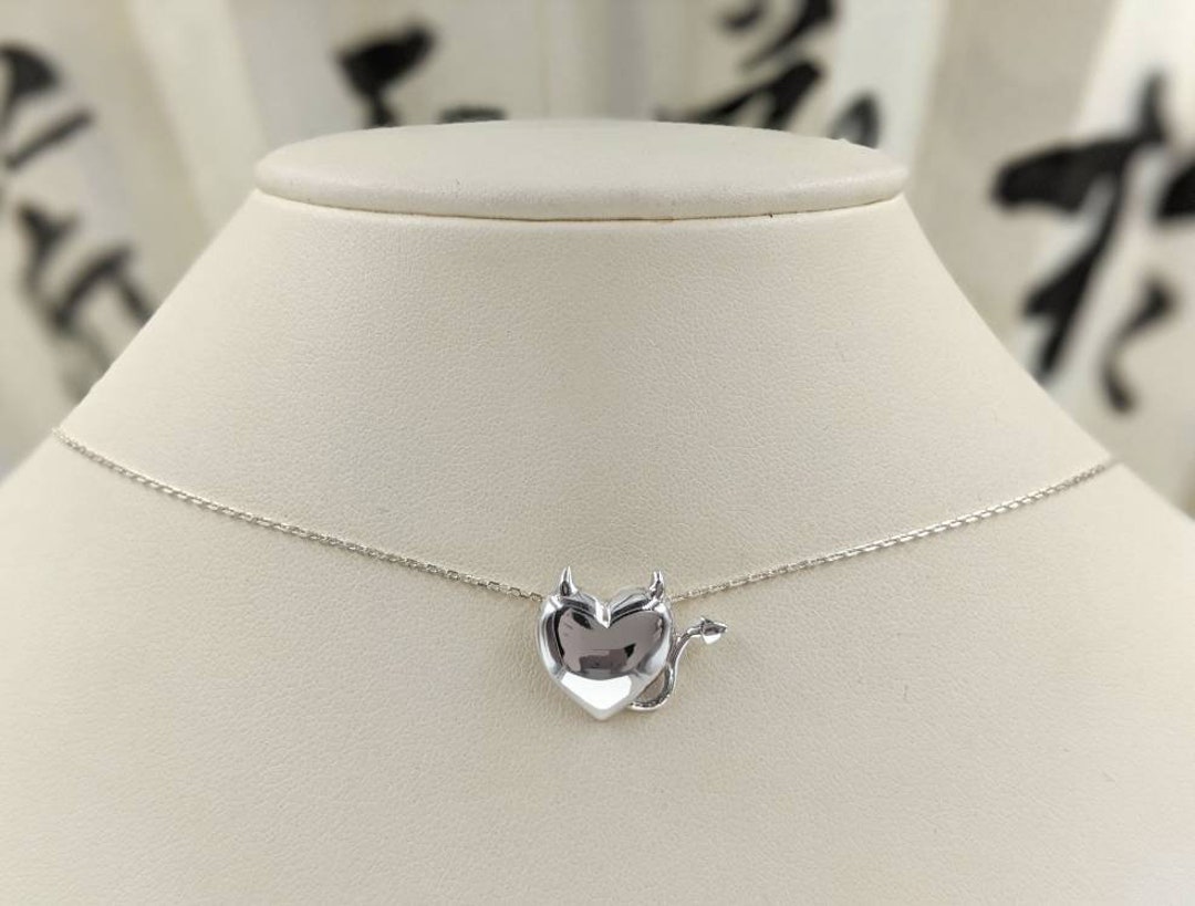 アクセサリー vaultroom DEVIL necklace Silver 925 925 Sterling Silver Devil Heart With Horns; Silver Devil