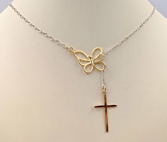 Two Tone Sterling Infinity Lariat 