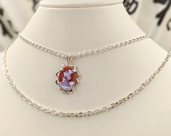 Genuine 925 Cameo Necklace; Genuine Red Agate Cameo w Layered Detail; Layered Necklace Agate Cameo Jewelry; Red Lady Cameo, Infinity Close