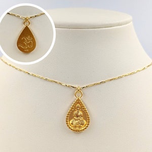 24K Gold Vermeil Buddha; 925 Buddha Necklace; Small Gold Buddha Necklace; Gold Buddha Pendant; Gold Buddha Charm, Infinity Close
