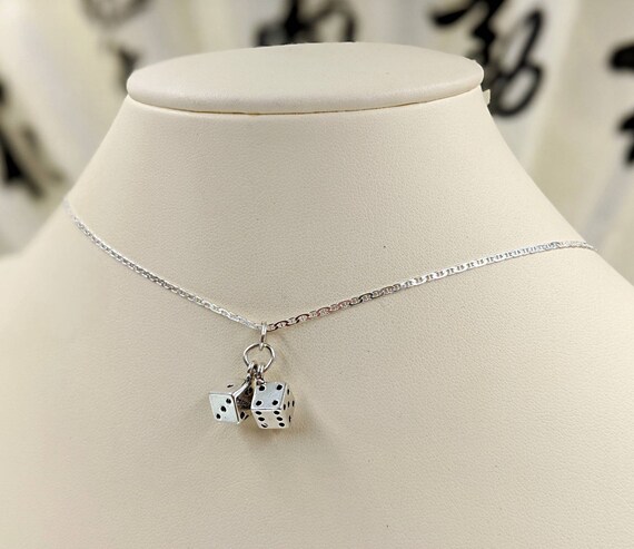 Pair of Dice Necklace; 925 Necklace W Die; Playing Dice