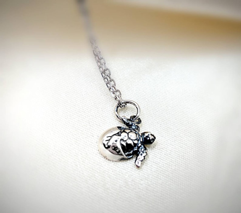 Infinity Close 925 Silver Turtle; Sterling Baby Sea Turtle Necklace; 925 Baby Turtle in Shell; 925 Hatching Turtle; Turtle Shell; Turtle