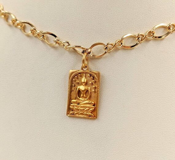 24K Gold Vermeil Buddha 925 Buddha Necklace Small Gold Buddha Necklace Gold Buddha Pendant Gold Buddha Charm Infinity Close Etsy