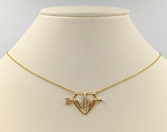 925 ハートビート ネックレス、ゴールドと 925 CZ ハートビート ネックレス、EKG ライン ネックレス、ゴールド ハート、My Heart Beats for You ペンダント、インフィニティ クローズ