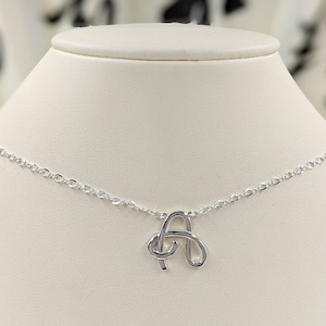 925 Sterling Silver Letter; Initial Necklace; Script Letter Necklace; Cursive Handwriting Letter Necklace; Initial Pendant, Infinity Close